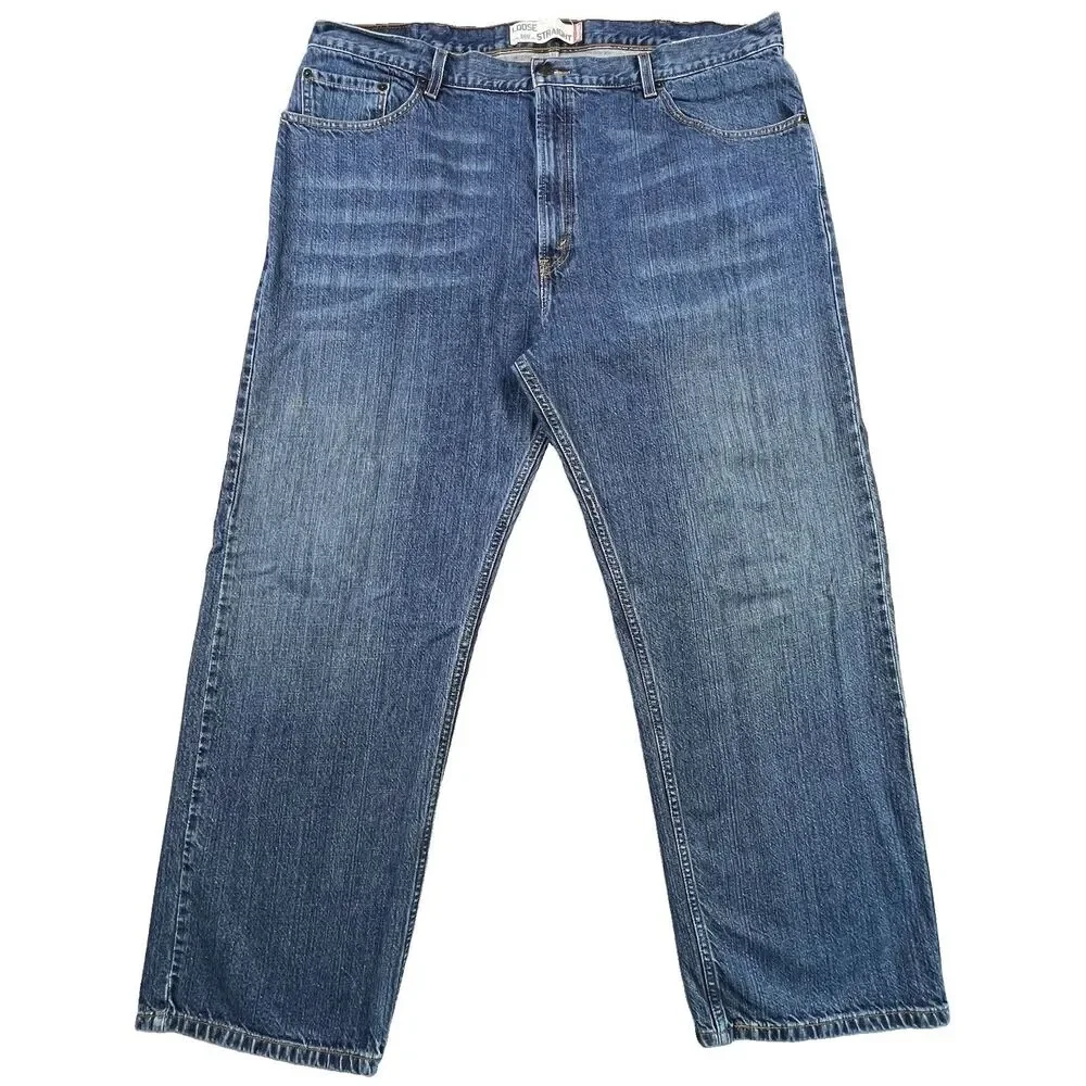 Levis 569 Jeans Mens 44x32 Blue Denim Loose Straight Medium Wash